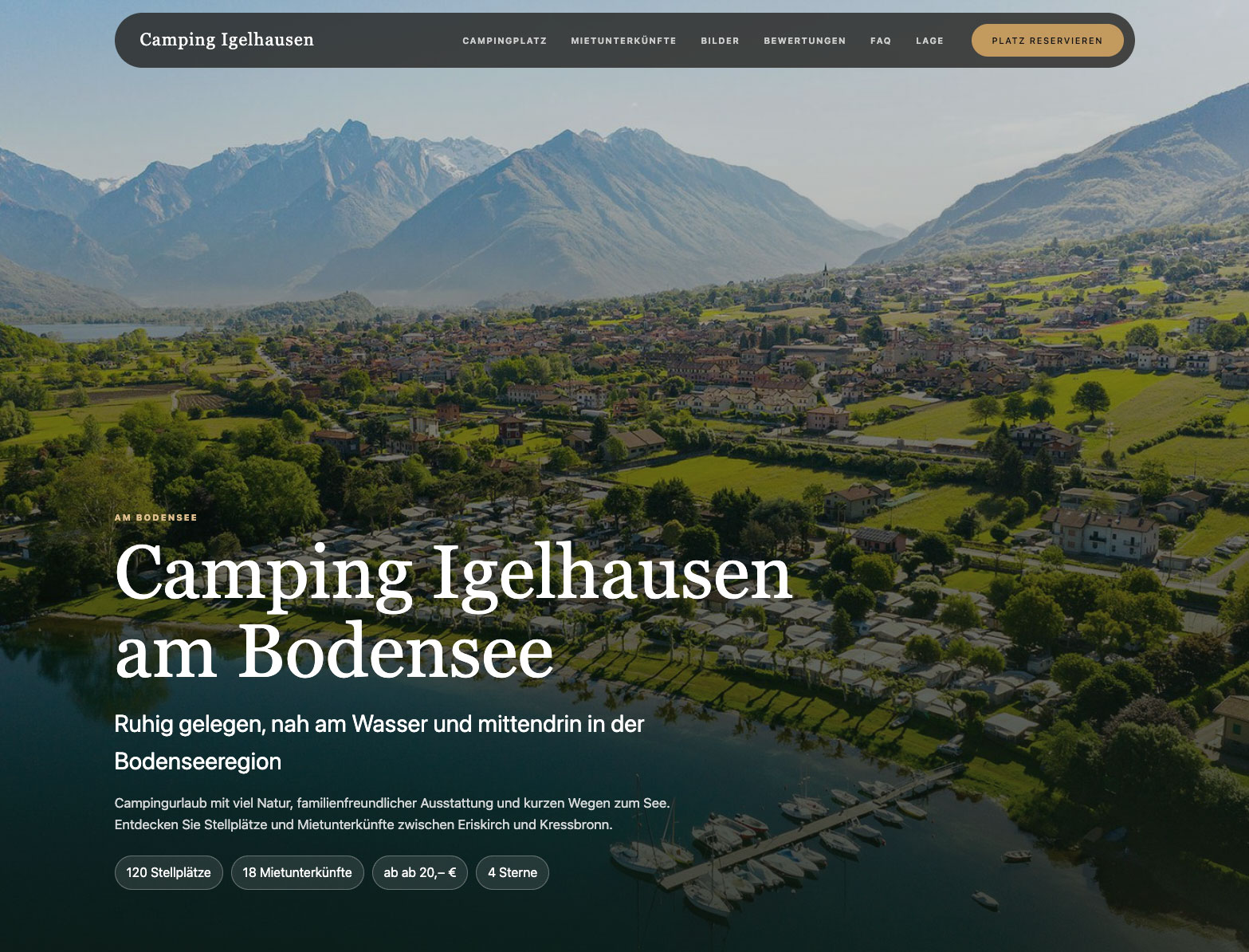 Mobile Designvorschau der RentalPage-Studio-Camping-Website
