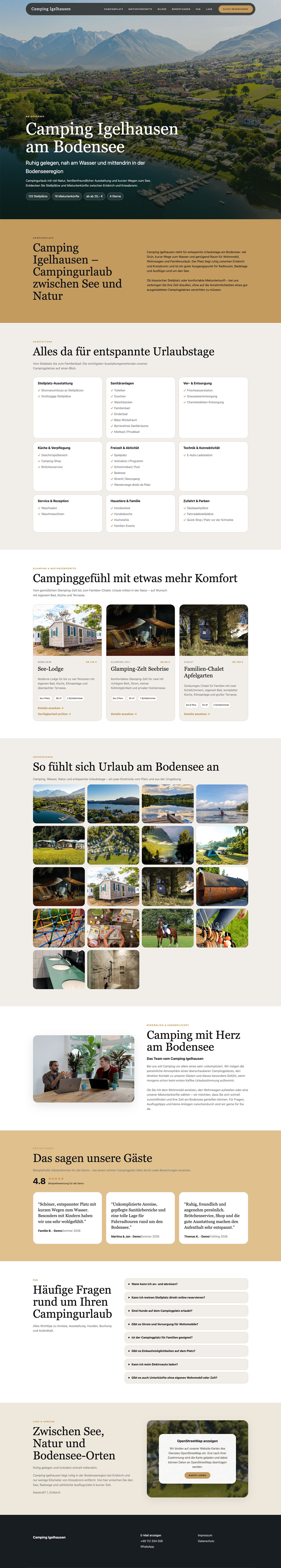Designvorschau einer professionellen RentalPage-Studio-Website für Campingplätze