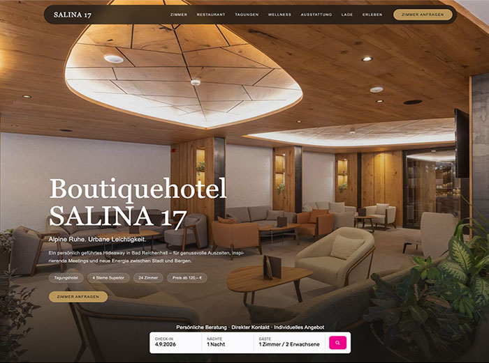 Mobile Designvorschau der RentalPage-Studio-Hotelwebsite