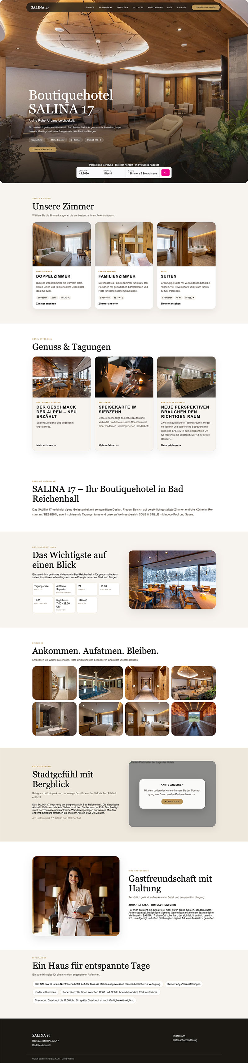 Designvorschau einer professionellen RentalPage-Studio-Website für Hotels